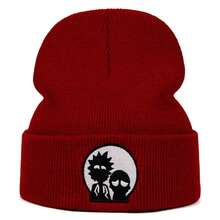 Warner Bros 1pc Cartoon Embroidered RICK And MORTY Knitted Beanie Hat, Autumn/Winter Unisex Outdoor Beanie, Hip-Hop Fashion Ski Cold Weather Hat - Multicolor - View 3