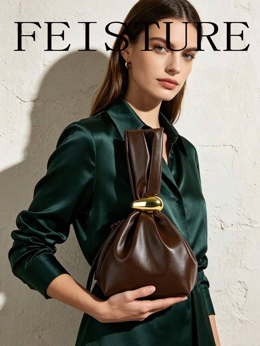 FEISTURE 1pc Solid Color Mini Pleated Cloud Bag, Women's Handbag, Suitable For Shopping, Party, Gathering, Daily Use