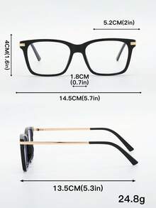 1 Pair Black Frame Rectangular Men's Fashion Glasses - Multicolor - View 5