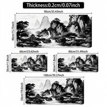 Chinese Style Landscape Mouse Pad, Large Tree And Mountain Desktop Mat, Extra Large Anime Game Keyboard Pad, Non-Slip Rubber Base, Extended Desktop Protector, Suitable For Home Office - View 2