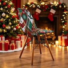 1/2/4/6pcs Christmas Print Shell Chair Covers, Removable And Washable, Suitable For Home, Hotel, Banquet - Multicolor - View 8