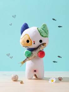 Colorblock Weird Cat Plush Doll, Fun Patchwork Kitten Stuffed Doll, Ugly-Cute Cartoon Mini Plush, Portable Pocket Size Decor, Creative Novelty Small Gift, Home Desktop Display, Unique Aesthetic Collectible Plush - Multicolor - View 5
