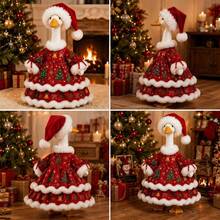 1 Set Christmas Porch Goose Outfit, Christmas Dress With Hat, Fits 23 Inch Goose Statue | Holiday Goose Costume With Hat, Christmas Yard Outdoor Decor (Goose Statue Not Included) - A - View 3
