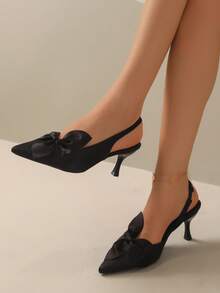 French Style Pointed Toe Backless Flat Sandals, Delicate Spring Fairy Soft Toe Slip-On Shoes - Black - View 4
