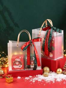 12pcs/Pack Christmas Party Gift Candy Cookie Decoration Tote Bags PVC Bags Reusable With Ropes - View 12