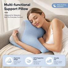 Ergonomic Memory Foam Slow Rebound Back Pillow, Also Can Be Used As Neck Support Pillow, Curved Design Can Relieve Waist And Neck Pressure, Reduce Stress, Removable Skin-Friendly Cover, Suitable For Office, Travel, Reading And Home Decor Scenarios, Perfect Gift For Parents And Friends - Floor Pillow - View 3