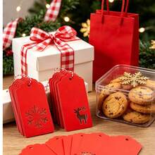 100 st/pack julparty-presentetiketter, hängande kort, dekorativt kortpapper, meddelandekort, förpackningsbox för bakning, dekorationskort i papper för presentpåse - Visa 7