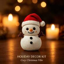 Winter Snowman Crochet Kit, Beginner Handmade Knitting Set, English Step-By-Step Tutorial, Premium Durable Yarn With Full Crochet Accessories, Birthday Valentine's Day Christmas Easter Gift - C-Multicolor Set - View 5
