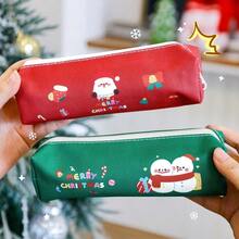 4pcs Cartoon Christmas Pencil Case, PU Large Capacity Stationery Storage Bag, Cute Christmas Snowman, Highly Attractive Pencil Case - Multicolor - View 3