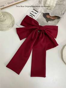 3pcs Silk Texture Oversized Triple Layer Ribbon Bow Hair Clips French Style Hair Accessories For Women - Multicolor - View 5