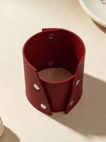 MARLIWOO 1pc Punk Style Wide Exaggerated Double Layer Leather Bracelet, Gothic EMO Style Accessory For Stage Party - Multicolor - View 2