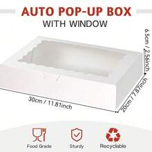 Auto Pop-Up White Bakery Box With Wave Window, Paper Gift Box For Strawberry Chocolate, Cake, Dessert Packaging - View 4