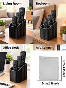 1pc Vertical Striped Remote Control Holder/Stand - Decorative Storage, Vertical Striped Design, Easy Access; Suitable For TV, Air Conditioner And Other Home Remote Controls; Combines Home Decor And Storage Functions, Suitable For Dorm, Desktop Organization; Applicable Scenes: Halloween, Christmas, Wedding, Etc. - Multicolor - View 5