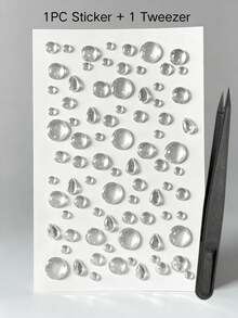 41pcs Set 8*14cm/8*12cm PET White & Colorful Rhinestone Faux Pearl Self-Adhesive Stickers, Includes Transparent Round Rhinestones, Mini Crushed Rhinestones, Water Drop Bubble Rhinestones, White Pearl Polka Dot Pattern, Luxury Delicate Style, Suitable For Phone Case, Earphone Bag Decoration, Styling Modification Accessories, DIY Decorative Stickers - Multi-color - View 14