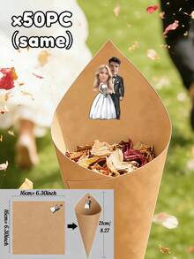 Custom Photo Confetti Cones, Personalized Bride & Groom Petal Cones, Custom Romantic Wedding Keepsakes, Anniversary Favors, Unique Wedding Guest Gifts - Multicolor - View 31
