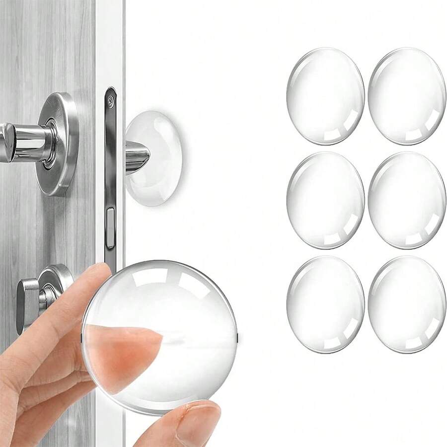 6pcs Round Silicone Furniture Protection Pads - Soft Anti-Collision Pads, Suitable For Wall And Door Corner Protection, Safety Guard, Anti-Collision Stickers (White) Home Supplies