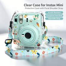 مجموعة بطانية حماية شفاف (بطانية كريستالي + حزام كتف + ملصقات كرتونية) لكاميرا InstaxMini 12، بطانية حماية شفاف مع جيب خلفي للصور، بطانية حماية كريستالي لكاميرا فورية، بطانية PV سهل التركيب، مقاوم للاصفرار، مقاوم للسقوط، مقاوم للخدش، إكسسوارات حماية لكاميرا التصوير - مشاهدة 1