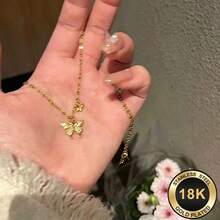 1pc Exquisite Sweet Butterfly Zirconia Necklace For Women, Luxury High-End Collarbone Chain, Versatile Niche Design Neck Accessory - Gold - View 4