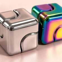 1pc Metallic Power Fidget Cube, Multi-Side Push Slide Finger Puzzle And Handheld Sensory Focus Toy For Teens And Adult Women, Portable Desk Gadget For Classroom, Office, Travel, Back To School, Birthday And Holiday Gift - Multicolor - View 4