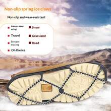 Cubiertas de zapatos de escalada con resorte de TPE, crampones redondos antideslizantes para hielo y nieve, para montañismo al aire libre, color negro - Multicolor - Ver 3