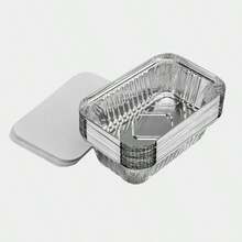 10/20Pcs Rectangular Silver Aluminum Foil Food Containers, 700ml Capacity, Disposable Takeout Boxes With Lids, Suitable For Oven, Air Fryer, Grill, Baking, Picnic Lunch Box - View 2