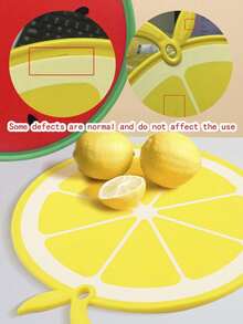 1pc PP Plastic Cutting Board With Lemon Pattern, Food Contact Fruit Cutting Board, Lightweight Durable Easy To Clean, Suitable For Watermelon, Lemon, Apple, Vegetable, Meat, Cheese, Bread And Other Ingredients, Flat Surface Convenient For Daily Meal Prep, Fresh And Beautiful Fruit Print Design, Combines Practicality And Decorative Sense, Suitable For Home Kitchen, Dorm, Apartment, Small Space, Camping, Picnic, RV, Outdoor Cooking And Other Scenarios - Multicolor - View 6