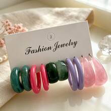30 Pieces / 10 Pieces Women's Fashion Earrings, Made Of Colorful Resin, Suitable For Daily Wear And Parties, Simple Style, Gifts For Women - Multicolor - View 8