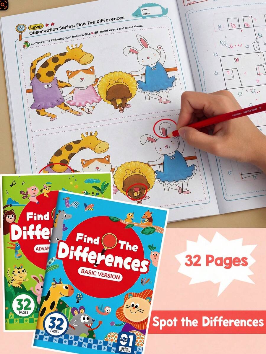 1PC Spot The Difference Activity Book, Find Differences Puzzle Workbook ...