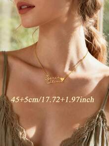 1PC Personalized Heart-Shaped Double Name Necklace, Stainless Steel Jewelry Gift, Customized Couple Name Necklace, Dual Name Necklace, Family Necklace, Customized Birthday Gift, Anniversary Jewelry, Customized Gift, Mother's Gift, Halloween Gift, Christmas Gift - Multicolor 4 - View 9