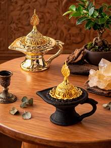 1pc Ceramic Magic Lamp Incense Burner With Cover, Luxurious Craft Design, Assorted Colors. Beautiful Aromatherapy Supply For Home, Office, Hotel & Wedding Decor, Exquisite Tabletop Ornament. - Incense Burner - View 3