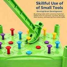 1PC-Kids Pounding Bench Toy, Hammering Nail Game With Mallet & Color Pegs, Montessori Fine Motor Skills Activity For Ages 3+ - Multicolor - View 1