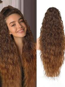 Ekstensi Rambut Ekor Kuda Jepit Cakar Bergelombang Panjang, Potongan Rambut Ekor Kuda Keriting Sintetis Bergelombang Jagung Bervolume, Untuk Penataan Rambut Sehari-hari Wanita - MultiWarna - View 5