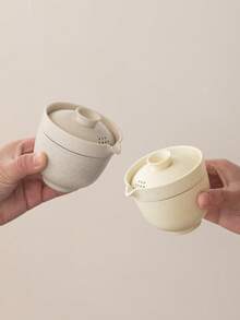 WEN ZHE 120ml Spotted White Ceramic Portable Gaiwan Tea Cup For One Person, Travel Tea Set With Filter Hole Lid, Spout Pouring, And Shockproof Storage Bag - Multicolor - View 9