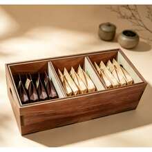 Wooden Tea Bag Storage Box, Portable Tea Bag Holder For Office Coffee And Tea Bag Storage - Multicolor - View 6