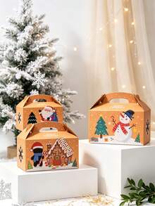 12pcs/Pack Party Gift Favor Boxes, Candy & Cookie Boxes, Christmas Paper Boxes, Christmas Party Decoration Boxes - View 2