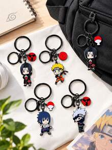 Naruto Akatsuki Metal Enamel Keychain Itachi Pain Deidara Hidan Chibi Figure Red Cloud Pendant Key Ring Backpack Charm Anime Fan Cosplay Gift - Multicolor - View 2