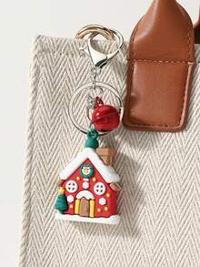 1pc Christmas Series Santa Claus Sleigh Reindeer Snowman Gift Keychain Bag Pendant - Multicolor - View 3