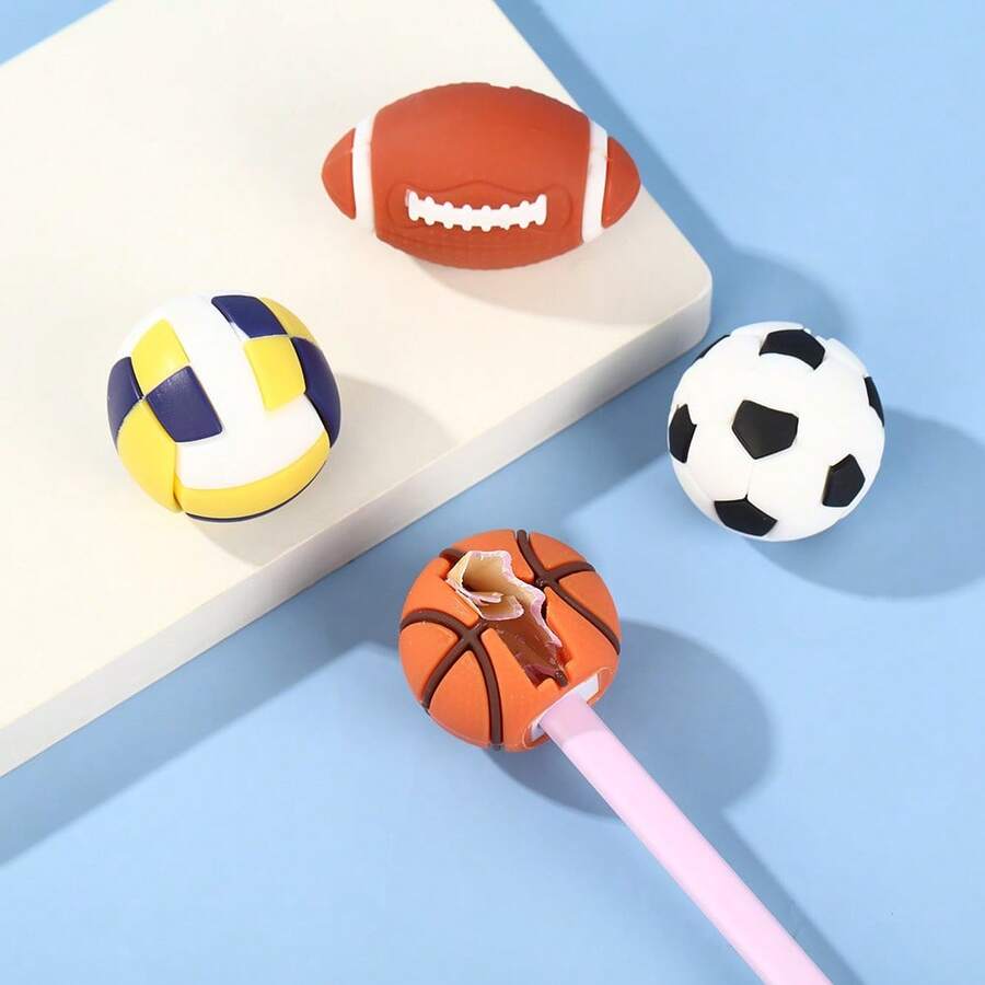 2PCS Creative Ball-Shaped Pencil Sharpeners - PVC Soft Rubber Pencil Sharpeners - Student Stationery Pencil Sharpeners - A - View 1
