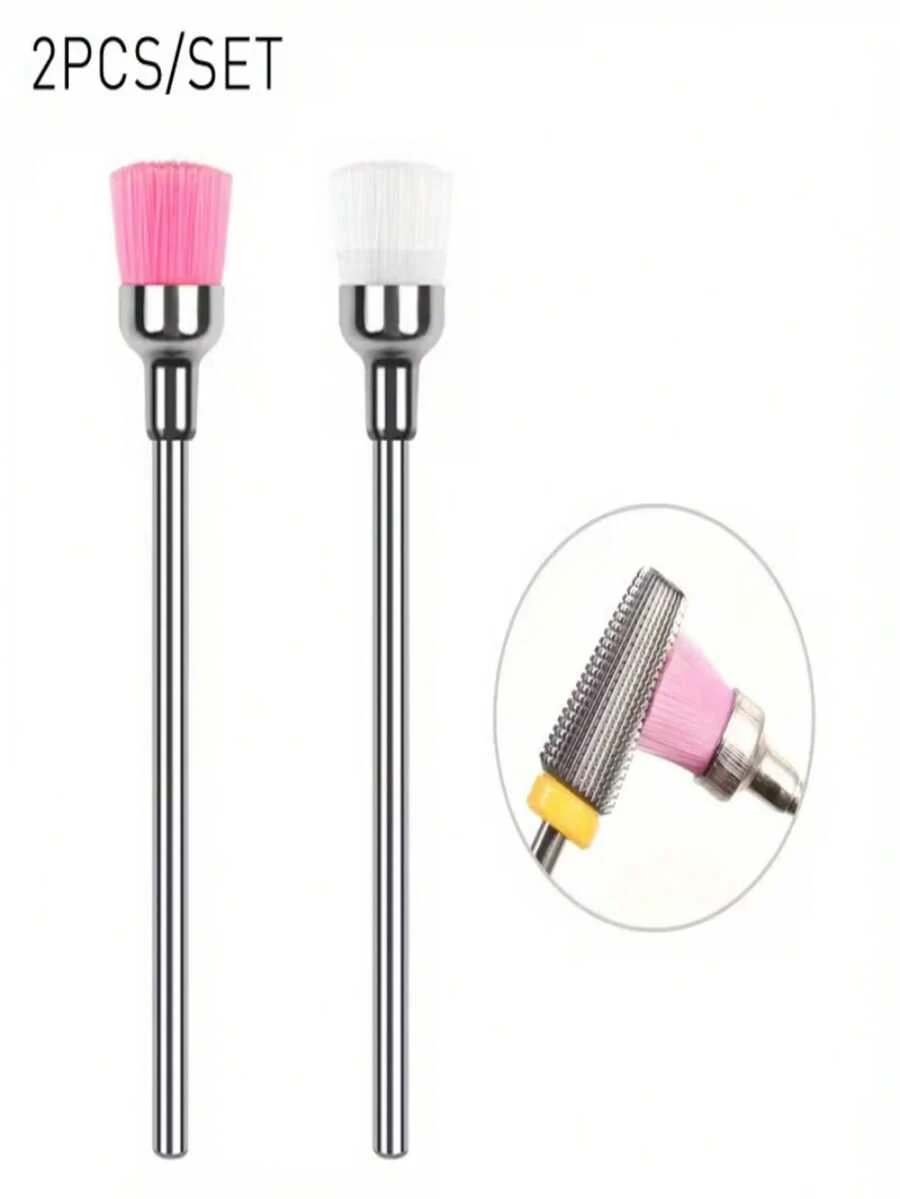 2Pcs Nail Drill Cleaning Brush, Metal Shank Dust Remover Brush For Nail Drill Bits, Nail Art Cleaning Tool - Multicolor - View 1