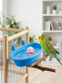 Bird Bath Cage , Feeding Bowl, Bird Bath, Water Bowl, Hanging Bird Bath, Toy, Pet Parrot Cage, Budgie Additions, Shower, Parrot, Cockatiel Shower Box, Food Feeding Rack, Tray, Bird Cage Additions - Style A - View 2