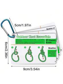Outdoor Knot Tying Guide Card, 27 Types Of Knot Reference Guide With Mini Storage Clip, Simple Illustrated Portable Card, Suitable For Outdoor Climbing, Camping, Sailing, Hiking Survival Courses - Multicolor - View 12