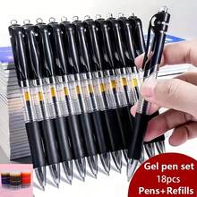 12pcs Kawaii Gel Pen Set, Extra-Fine Point 0.5Mm, Retractable Plastic Balls, Round Body, Black/Blue/Red Ink, For School And Office Stationery - A - View 7