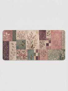 Grey Rose Patchwork Extended Mouse Pad, Cozy Quilted Garden Style Desk Mat, Soft Floral Pattern Computer Pad, Wide Keyboard Mat, Suitable For Country Style Office, Dorm, Laptop Setup, Handmade Decor, Gift, Non-Slip Rubber Bottom - View 10