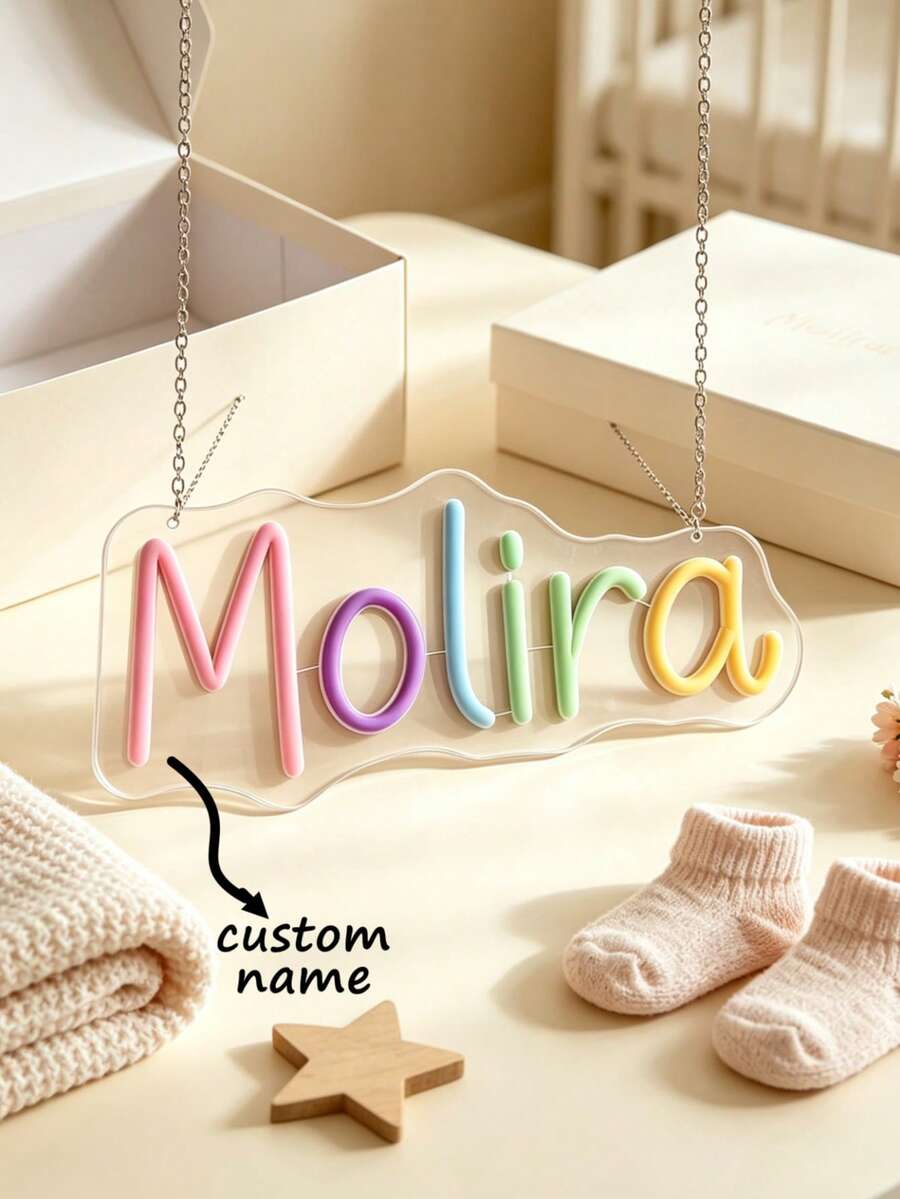 Personalized Acrylic Name Signs(No Light),Custom Handmade Silicone Name Signs,Name Sign Customizable For Wall Bedroom Decor,Personalized Silicone Words, Baby Shower Gifts, Birthday Gifts