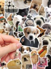 50pcs Cute Puppy Stickers Laptop Handbook Phone Case Decorative Decals - A - View 7