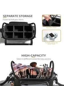1pc Large Capacity Transparent Crossbody Makeup Bag Toiletries Storage Organizer - Black - View 3