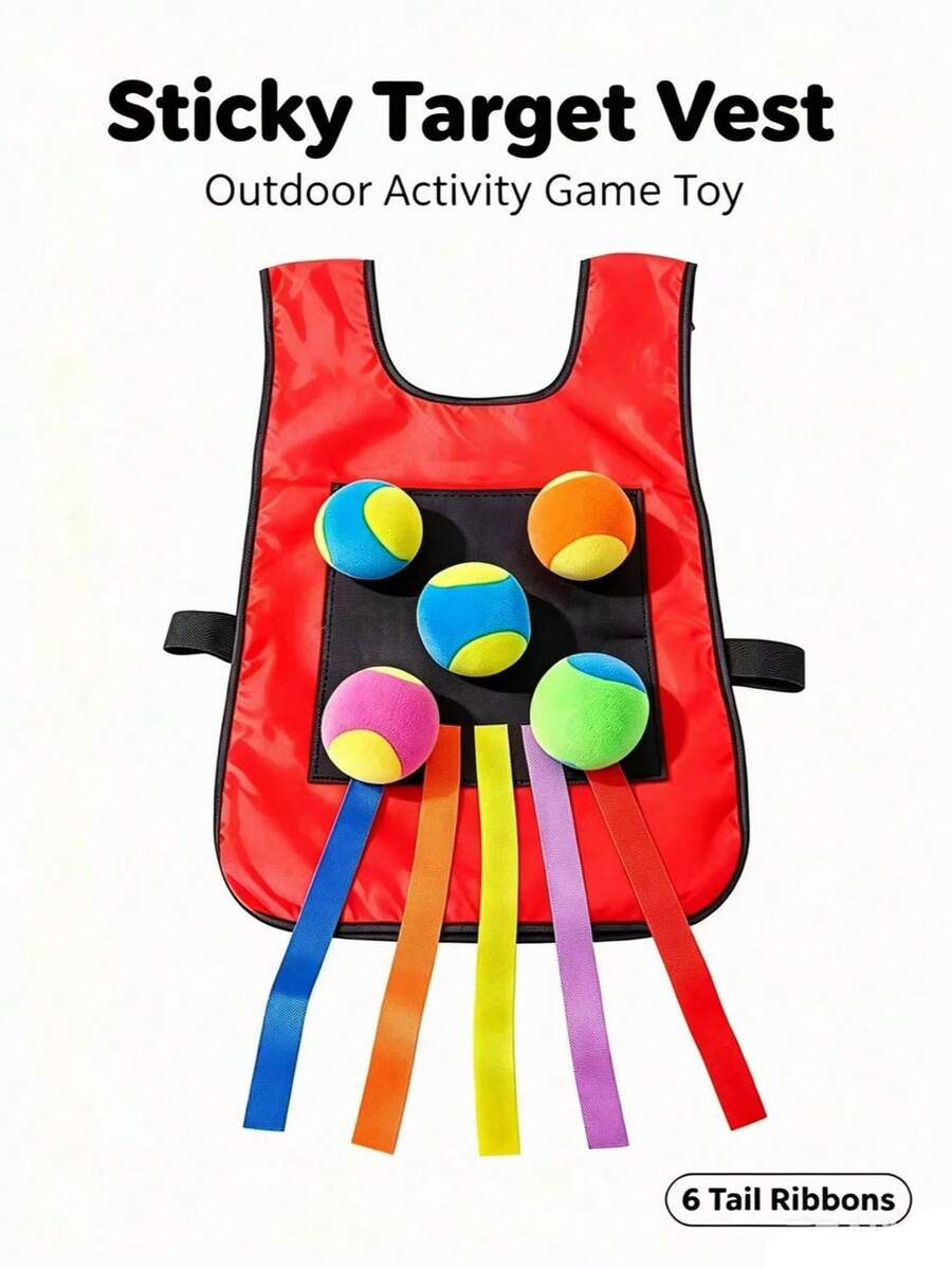 Sticky Target Vest, 2 Sizes Large & Small, 2-In-1 Outdoor Catch Tail & Throwing Game Toy For Family Party - Multicolor - View 1