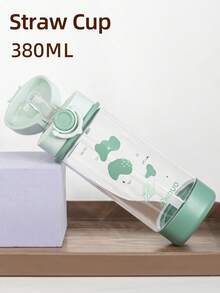 1個 380ml 兒童吸管杯，學生水壺，可鎖定防漏耐用 Tritan 材質，附刻度與手把，適合日常使用，可愛禮物 - 清爽綠 - 查看 4