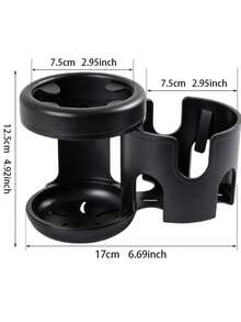 Tempat Gelas Ganda 2-in-1, Rak Penyimpanan Stroller Berputar 360° - Cocok untuk Sepeda, Kursi Roda, Tempat Gelas Stroller (Satu Gelas Menjadi Dua Gelas) - Hitam - View 13