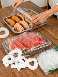 100/50/10pcs Transparent Plastic Food Tray Lids: Suitable For A+B Trays Smaller Than 70cm/27.6in, Back To School Season - Multicolor - View 2